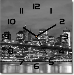 Manhattan New York szögletes üveg falióra 30x30
