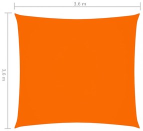 narancssárga négyzet alakú oxford-szövet napvitorla 3,6 x 3,6 m