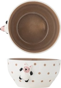 Fehér-barna kőedény gyerek tálka ø 14 cm Dolly – Bloomingville Mini
