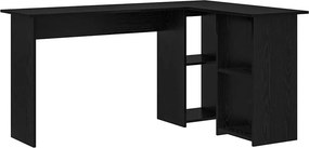 vidaXL Asztal polcokkal Fekete tölgy 142 x 102 x 73 cm Faanyag