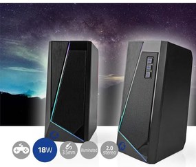 Nedis GSPR31020BK - KÉSZLET 2x LED RGB Gaming hangszóró 18W/5V