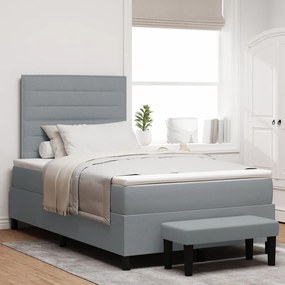 Box Spring Ágy Matraccal és Pad Világosszürke 120x190 cm Szövet