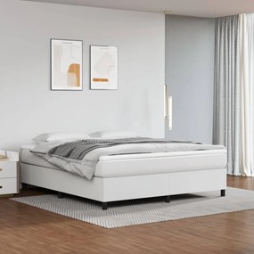 Fehér műbőr rugós ágy matraccal 160 x 200 cm