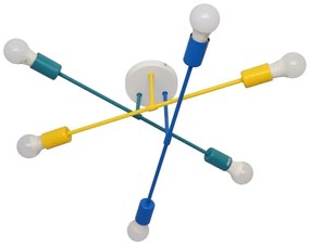 Felületre szerelhető csillár CAMBRIDGE 6xE27/20W/230V kék/sárga