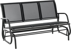 Outsunny 3 Személyes Hinta Pad Kertben, Hintázó Mechanizmussal, Fém Kerti Pad, 300 kg Teherbírású Kertibútor, Kerthez és Teraszhoz, 147 x 70 x 85 cm S