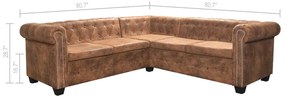 vidaXL 5 személyes barna műbőr Chesterfield sarokkanapé