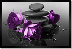 Poszter keretben 60x40 Lila rózsák Spa kő