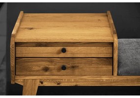 Fiókos tölgyfa pad, világosszürke ülőrésszel Retro - The Beds