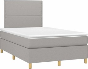 vidaXL világosszürke szövet rugós ágy matraccal 120 x 190 cm