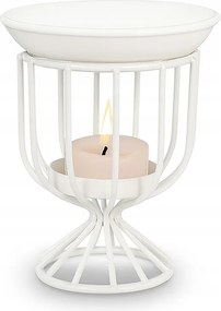 Illatos kandalló és gyertyatartó fehér fém kerámia tányér 2in1