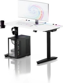 Elektromos RGB gamingasztal tartókkal, fehér-fekete, 120 cm: Diablo X-Forge 1200