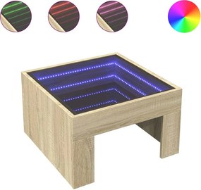 vidaXL sonoma tölgy végtelen hatású LED-es dohányzóasztal 50x50x30 cm