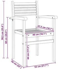 Kerti összecsukható székek 4 pcs Barna 55.5 x 55.5 x 90 cm