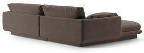 Barna bársony sarokkanapé (jobb oldali-heverő résszel) Torino – Micadoni
