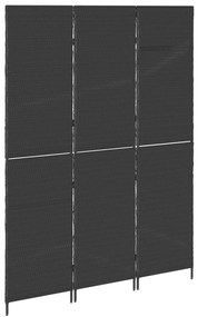 3 Paneles Elválasztó Fekete 146x180 cm Polirattan