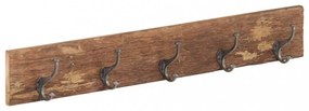 tömör újrahasznosított fa fogas 5 akasztóval 100 x 2,5 x 15 cm