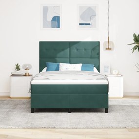 Boxspring Ágy Matrac Sötét Zöld 140x190 cm Bársony