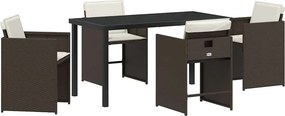 vidaXL Kert étkező szett 5 pcs Barna polirattan