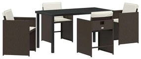 vidaXL Kert étkező szett 5 pcs Barna polirattan