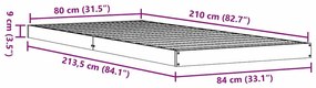 Földi ágykeret Természetes 80 x 210 cm Tömör fenyőfa
