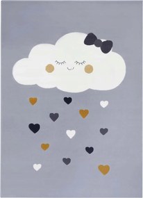 Szürke gyerekszőnyeg ,felhő mintás és szívecskés 120x170cm