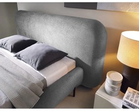 Szürke kárpitozott ágyneműtartós franciaágy ágyráccsal 140x200 cm Pointt – ELTAP