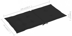 6 db fekete oxford szövet háttámlás székpárna 100x50x3 cm