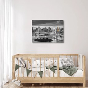 Üveg kép - A nagyváros a sárga toronnyal (70x50 cm)