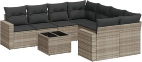 vidaXL 9 részes világosszürke polyrattan kerti ülőgarnitúra párnával