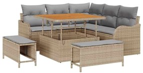 vidaXL Kerti Kanapé Szett párnával 8 pcs Beige és Világosszürke