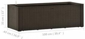 mokkaszínű kerti magaságyás öntözőrendszerrel 100 x 43 x 33 cm