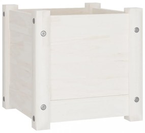 2 db fehér tömör fenyőfa kerti virágtartó 31 x 31 x 31 cm