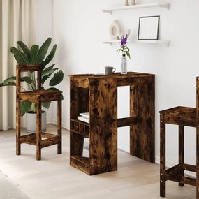 füstös tölgy szerelt fa bárasztal tárolókkal 90x47,5x103,5 cm