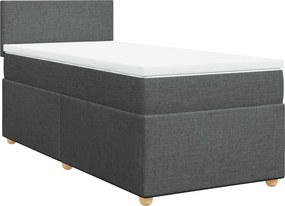 vidaXL sötétszürke szövet rugós ágy matraccal 100 x 200 cm