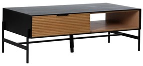 Fekete-natúr színű dohányzóasztal kőrisfa dekorral 60x124 cm Orleans – Ixia