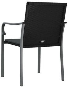 4 db fekete polyrattan kerti szék párnával 56x59x84 cm