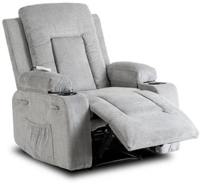 Elektromosan Vezérelhető Masszázsfunkciós Relaxfotel Szürke Szövet Kárpittal. BOX 2