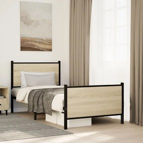 sonoma tölgy színű fém ágykeret matrac nélkül 90 x 200 cm
