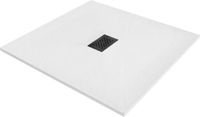 Mexen Hugo, négyzet alakú zuhanytálca SMC 100 x 100 cm, fehér, fekete burkolat, 42101010-B