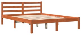 viaszbarna tömör fenyőfa ágy matrac nélkül 135 x 190 cm