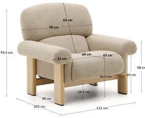 Bézs zsenília fotel Nema – Kave Home