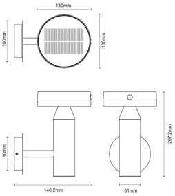 Zuma Line WT33611 - LED Napelemes fali lámpa CARLI LED/4,5W/2000mAh IP44 fekete