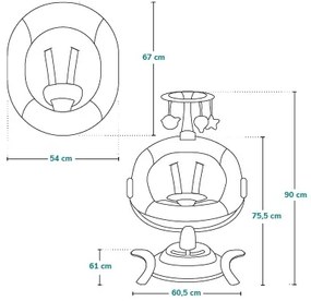 Lionelo - BELLA bébi ringató Grey Concrete, dallammal + távirányító