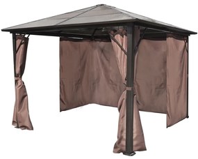alumínium kerti pavilon barna függönnyel 300 x 300 cm