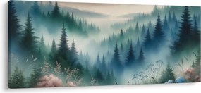 Kép - Erdős táj köddel (120x50 cm)