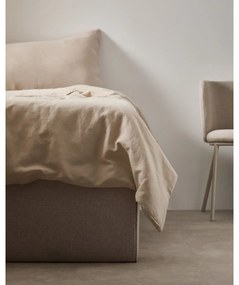 Bézs kárpitozott ágyneműtartós egyszemélyes ágy 90x190 cm Matters – Kave Home