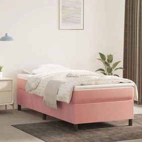Rózsaszín bársony rugós ágy matraccal 100 x 200 cm