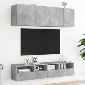 5 darab betonszürke szerelt fa fali TV-bútor