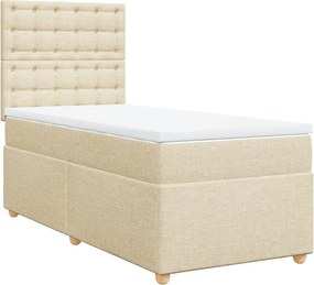 vidaXL krémszínű szövet rugós ágy matraccal 80 x 200 cm