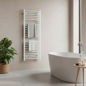Íves törölközőszárító radiátor 1200x500 mm fehér